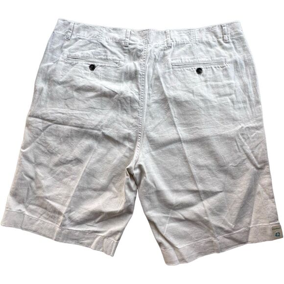 CARIBBEAN Men's Natural LINEN COTTON Flat Front Shorts Summer Beach Wear Sz 42 - Picture 5 of 9